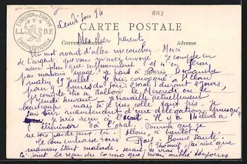 AK Lyon, Exposition Internationale 1914, Le Mobilier National, Salon d`honneur