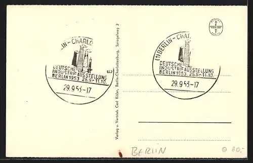 AK Berlin, Deutsche-Industrie-Ausstellung 1953, Innenansicht der Ausstellungshalle