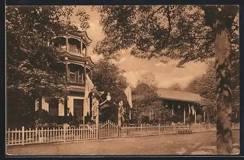 AK Dresden, Internationale Hygiene-Ausstellung 1911, Chinesisches Staatspavillon mit Pagode