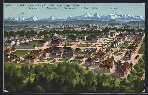 AK Bern, Schweizerische Landesaustellung 1914, Gesamtansicht gegen Süden