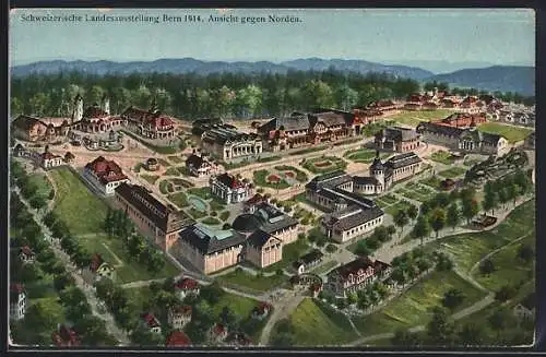 AK Bern, Schweiz. Landes Ausstellung 1914, Ansicht gegen Norden aus der Vogelschau