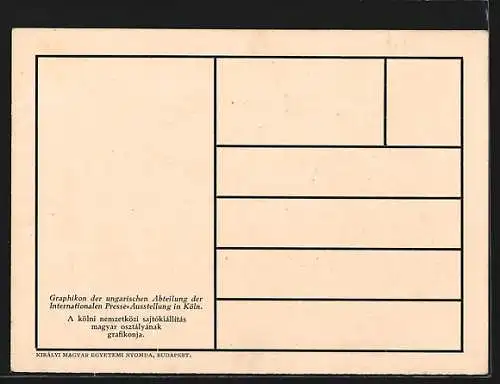 AK Köln, Internationale Presse-Ausstellung, Graphikon der ungarischen Abteilung