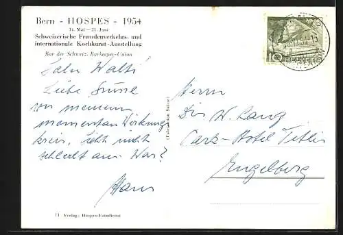 AK Bern, Schweizerische Fremdenverkehrs- & internationale Kochkunst-Ausstellung 1954, Bar der schweiz. Barkeeper-Union