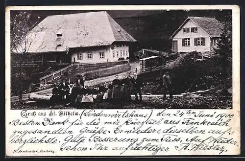 AK Oberried /Breisgau, St. Wilhelm, Anwohner vor dem Gasthaus