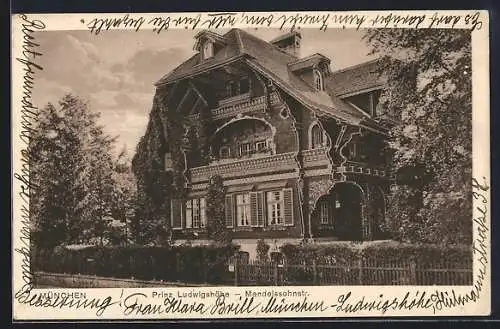 AK München, Prinz Ludwigshöhe, Villa in der Mendelssohnstrasse, Frontansicht