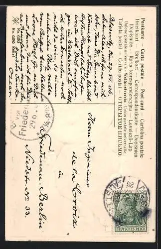 AK La pleine lune, Karikatur Mann mit Mond als Kopf