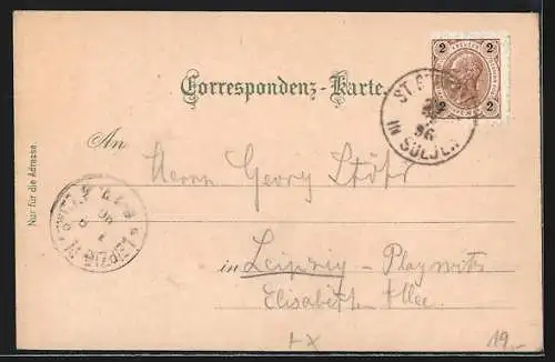 Lithographie St. Gertraud i. Suldental, Hôtel und Pension Eller mit Dependancen, Zebru, Königsspitze u. Ortler