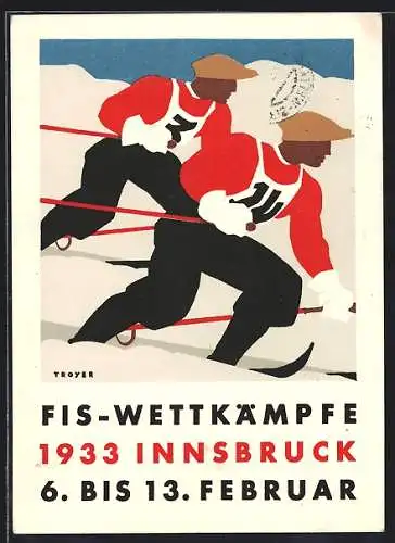 Künstler-AK Innsbruck, FIS-Wettkämpfe 1933, Skifahrer