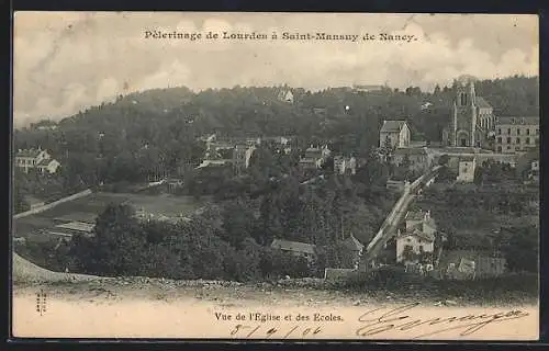 AK Nancy, Pèlerinage de Lourdes à Saint-Mansuy, vue de l`église et des écoles