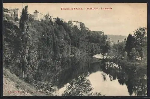 AK Liverdun, La Moselle et les collines boisées