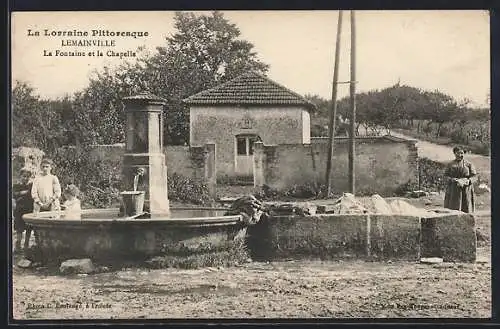 AK Lemainville, La Fontaine et la Chapelle