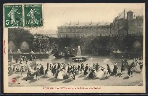 AK Lunéville, Le Château et la fête au XVIIIe siècle