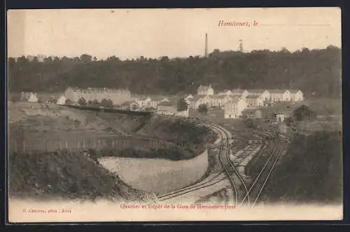 AK Homécourt, Quartier et Dépôt de la Gare de Homécourt Jeuf