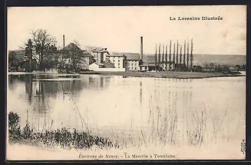 AK Tomblaine, La Meurthe et bâtiments industriels en bord de rivière