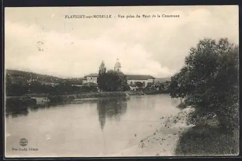 AK Flavigny-sur-Moselle, Vue prise du Pont de la Commune