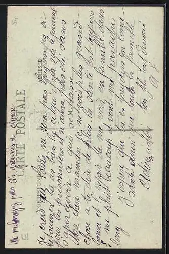 AK Croismare, L`église avec des habitants devant l`entrée