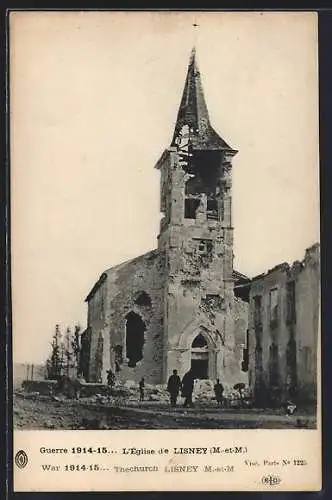 AK Lisney, L`Église endommagée par la guerre 1914-15