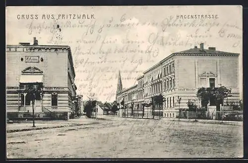 AK Pritzwalk, Geschäfte von Louis Calmon und Adolf Dierke in der Hagenstrasse