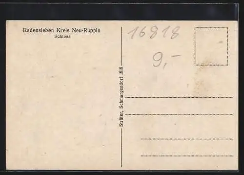 AK Radensleben /Neu-Ruppin, Schloss mit Strassenpartie
