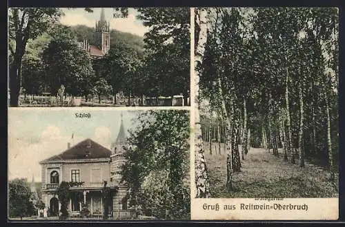 AK Reitwein /Oderbruch, Schloss, Kirche und Waldgarten