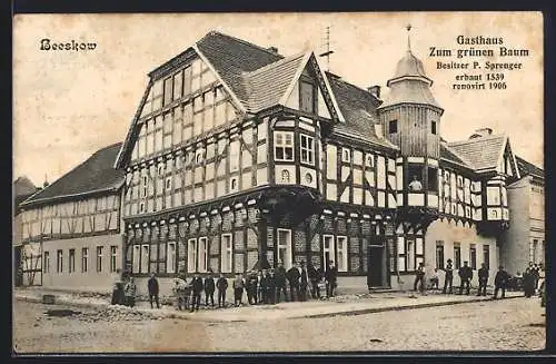 AK Beeskow, Gasthaus zum grünen Baum, Bes. P. Sprenger