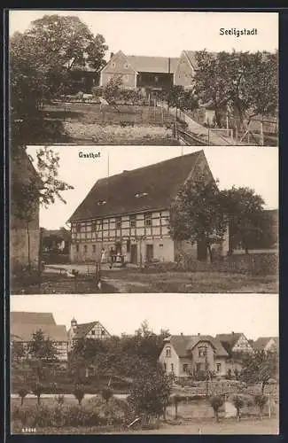 AK Seeligstadt / Meissen, Gasthof, Ortspartien