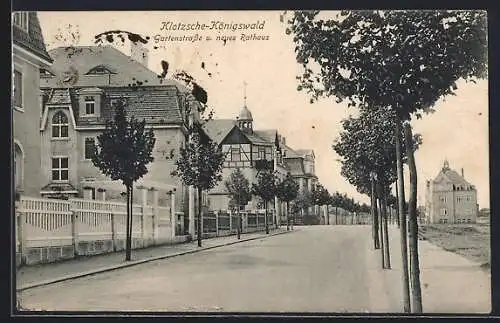 AK Dresden-Klotzsche-Königswald, Gartenstrasse und neues Rathaus