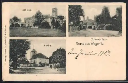 AK Wagenitz, Schloss, Schwedenturm, Kirche
