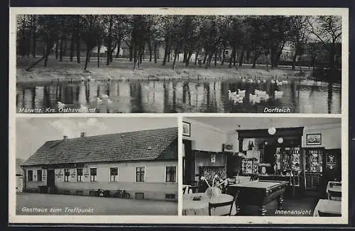AK Marwitz, Dorfteich, Gasthaus zum Treffpunkt, Innenansicht