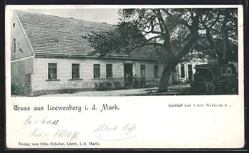 AK Loewenberg i. d. Mark, Gasthof von Albert Werdermann