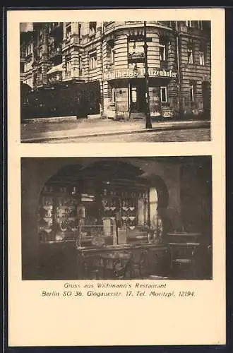 AK Berlin-Kreuzberg, Wichmann`s Restaurant, Glogauerstrasse 17