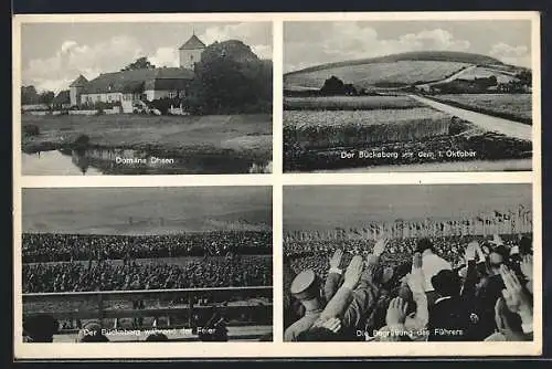 AK Emmerthal / Weser, Domäne ohsen, Der Bückeberg vor dem 1. Oktober & während der Feier, Die Begrüssung des Führers