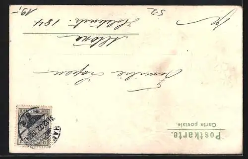 Präge-AK Junge Frau mit Kopfschmuck im Profil, Jugendstil