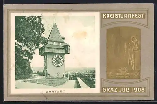 AK Graz Kreisturnfest 1908, Uhrturm