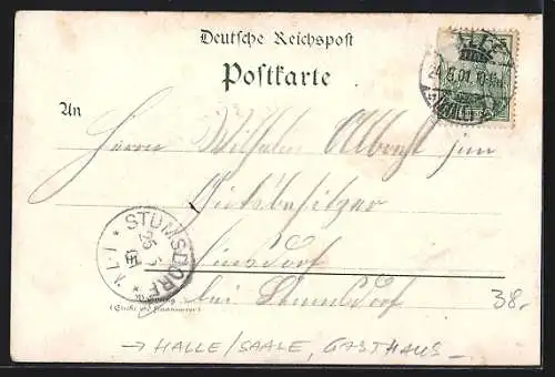 Lithographie Halle /Saale, Gasthaus Bad Fürstenthal, Moritzburg