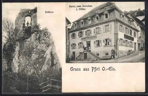 AK Pfirt /O.-Els., Hotel zum Storchen v. J. Pfiffer, Schloss