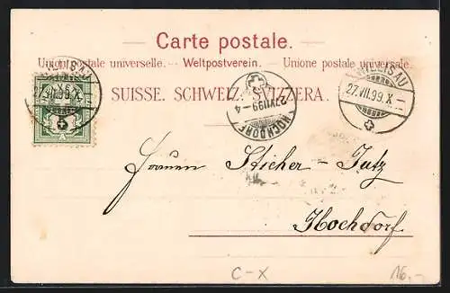 Lithographie Reiden, Partie im Aeusseren Mitteldorf