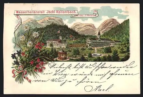 Lithographie Bad Ischl-Kaltenbach, Wasserheilanstalt Dr. Hertzka und Dr. Winternitz