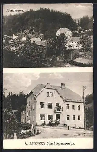 AK Neufelden, K. Leitner`s Bahnhofsrestaurant, Ortsansicht