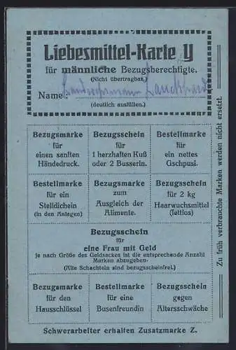 AK Liebesmitte-Karte für männliche Bezugsberechtigte