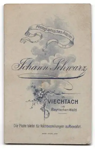 Fotografie Johann Schwarz, Viechtach, CDV eines jungen Mädchen zur Kommunion mit Blumenkranz
