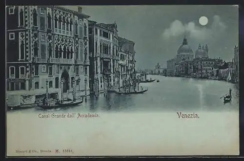 Mondschein-AK Venezia, Canal Grande dall` Accademia