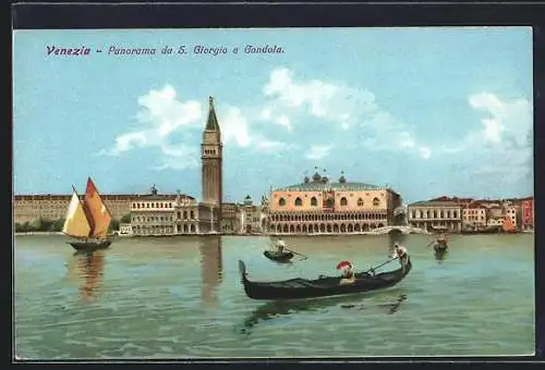 AK Venezia, Panorama da S. Giorgio e Gondola, Segelboot