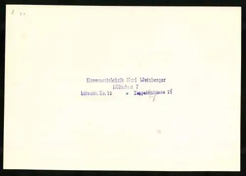 Fotografie Lieferwagen, Auto Kastenwagen ABC A. Batschari Cigarettes mit Weinberger Aufbau Zeppelinstrasse 71 in München