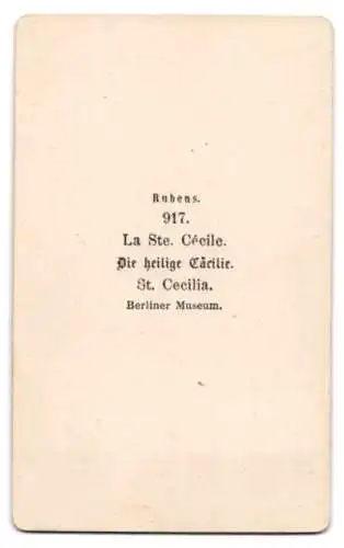 Fotografie unbekannter Fotograf und Ort, Gemälde: Die heilige Cäcilie, nach Rubens