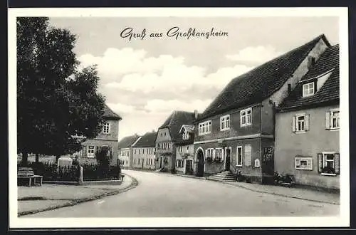 AK Grosslangheim, Strassenpartie am Gasthaus Adler
