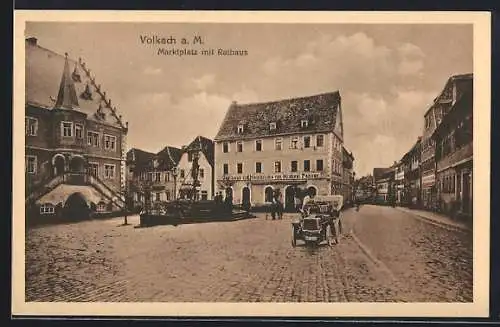 AK Volkach a. M., Marktplatz mit Rathaus