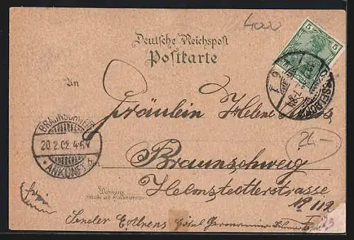 Lithographie Düsseldorf, Neue Rheinhafen aus der Vogelschau