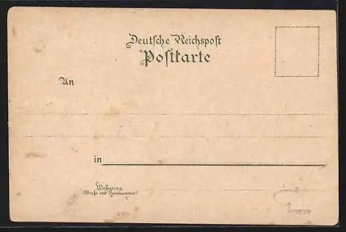 Lithographie Berlin, Gesamtansicht des National-Denkmals Kaiser Wilhelms des Grossen