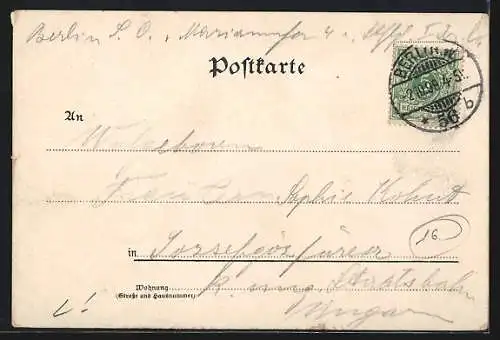 Lithographie Berlin, Jannowitz-Brücke und Dampfer-Anlage